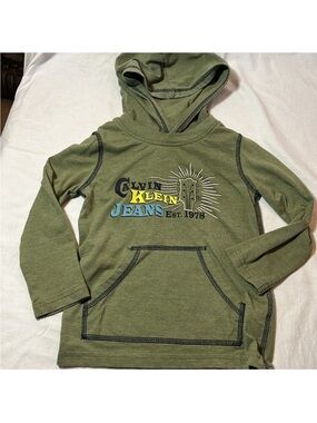 3T Calvin Klein Kids Olive Green Hoodie - Jeans Graphic